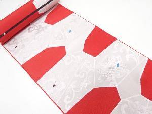 アンティーク　石畳に唐花模様織出し八寸帯地反物